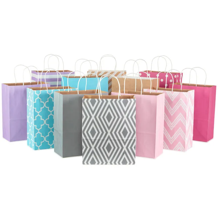 Hallmark 12.5" 12-Pack Assorted Kraft Paper Gift Bags 3 Hallmark 12.5" 12-Pack Assorted Kraft Paper Gift Bags