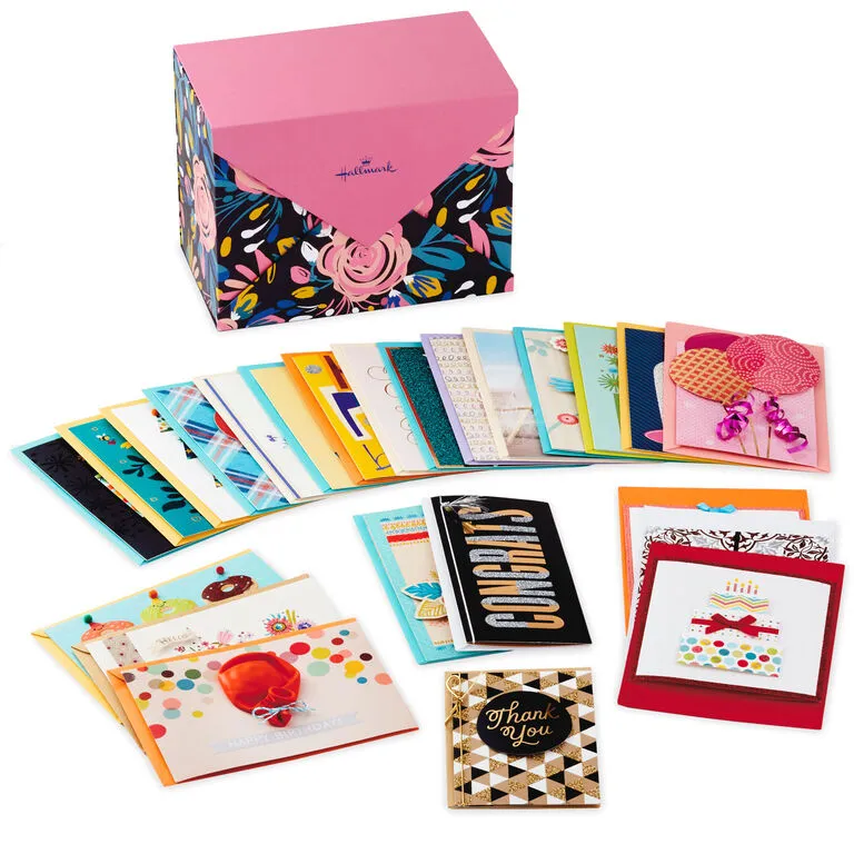 Hallmark Assorted Cards For All Occasions In Floral Organizer Box, Box Of 24 3 Hallmark Assorted Cards For All Occasions In Floral Organizer Box, Box Of 24