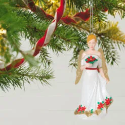 Hallmark Christmas Angels Good Cheer Ornament -Hallmark shop Angel in Red Flowers Dress Keepsake Ornament 2499QXR8267 02