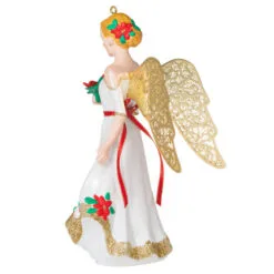 Hallmark Christmas Angels Good Cheer Ornament -Hallmark shop Angel in Red Flowers Dress Keepsake Ornament 2499QXR8267 06