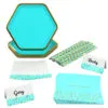 Hallmark Color Pop 60-Piece Tableware Premium Party Kit, Aqua Hexagon -Hallmark shop Aqua Hexagon Shape Plates Party in a Box Supplies 5CLP1011 01