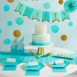 Hallmark Color Pop 60-Piece Tableware Premium Party Kit, Aqua Hexagon -Hallmark shop Aqua Hexagon Shape Plates Party in a Box Supplies 5CLP1011 03