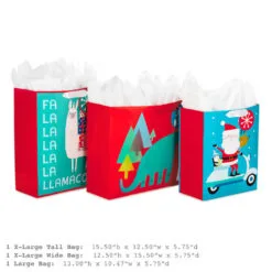 Hallmark 13" And 15.5" Assorted Kids 3-Pack Christmas Gift Bags With Tissue Paper -Hallmark shop Assorted L and XL Kids Christmas Gift Bags 5XGB4896 03