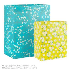 Hallmark Assorted Floral And Solid 8-Pack Medium And Large Gift Bags -Hallmark shop Assorted Medium and Large Floral Solid Gift Bags 5EGB6639 03