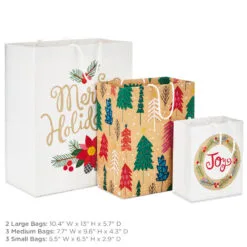 Hallmark Assorted Holiday Merry 8-Pack Small, Medium And Large Christmas Gift Bags -Hallmark shop Assorted Small Large Holiday Prints Christmas Gift Bags 5XGB1412 03