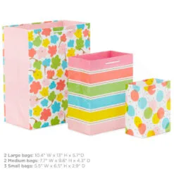 Hallmark Assorted Pastel Designs 8-Pack Small, Medium And Large Gift Bags -Hallmark shop Assorted Small Large Pastel Designs Gift Bags 5EGB6640 03
