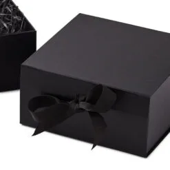 Hallmark 8" Square Black Gift Boxes With Paper Shred, 2-Pack -Hallmark shop Black Large Gift Boxes With Paper Shred 5EBC1856 05