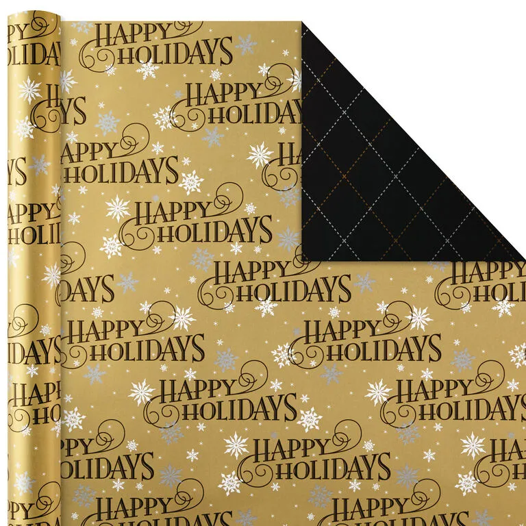 Hallmark Black And Gold 4-Pack Reversible Holiday Wrapping Paper Assortment, 150 Sq. Ft. 5 Hallmark Black And Gold 4-Pack Reversible Holiday Wrapping Paper Assortment, 150 Sq. Ft. - Image 3