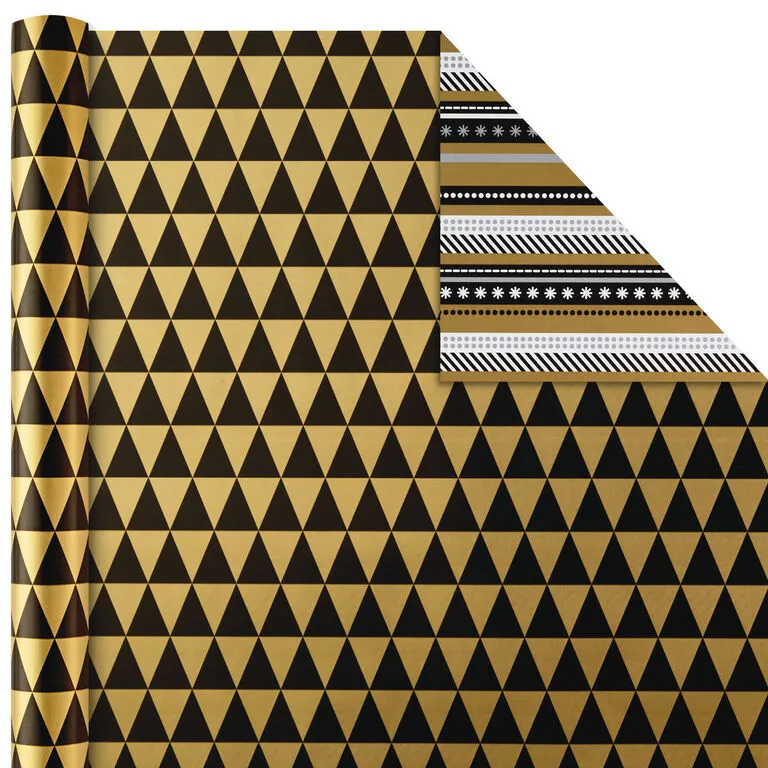 Hallmark Black And Gold 4-Pack Reversible Holiday Wrapping Paper Assortment, 150 Sq. Ft. 7 Hallmark Black And Gold 4-Pack Reversible Holiday Wrapping Paper Assortment, 150 Sq. Ft. - Image 5