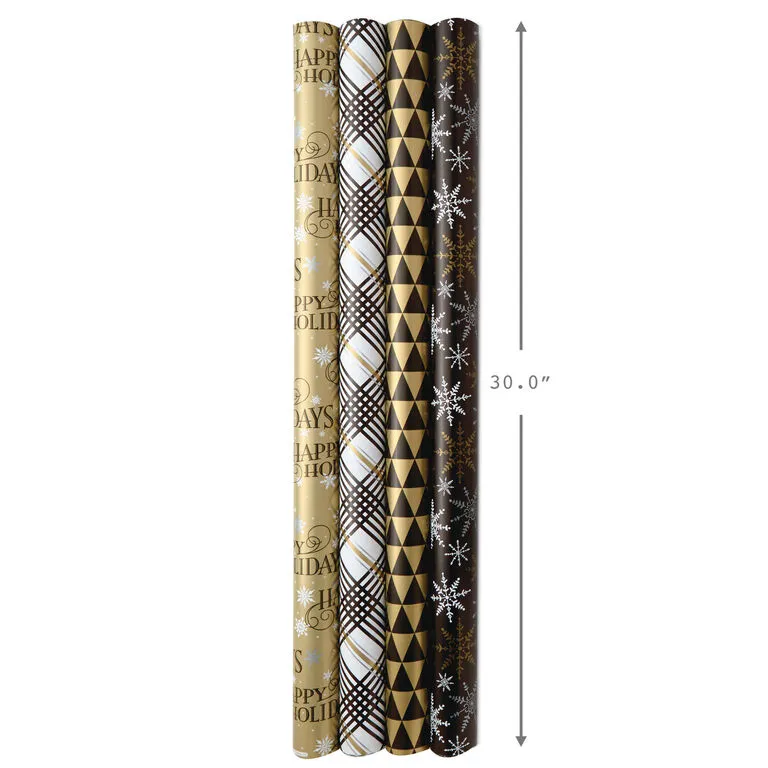 Hallmark Black And Gold 4-Pack Reversible Holiday Wrapping Paper Assortment, 150 Sq. Ft. 9 Hallmark Black And Gold 4-Pack Reversible Holiday Wrapping Paper Assortment, 150 Sq. Ft. - Image 7