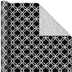 Hallmark Black And White Prints 3-Pack Reversible Wrapping Paper, 75 Sq. Ft. Total -Hallmark shop Black and White Prints 3Pack Reversible Gift Wrap 5EWR6401 06