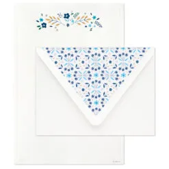 Hallmark Blue Floral Stationery Set, Box Of 20 -Hallmark shop Blue Floral Stationery Set 1499STN1140 03