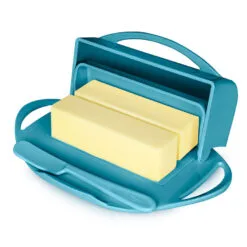Aqua Butterie Flip-Top Butter Dish -Hallmark shop Blue Plastic FlipTop Butter Dish With Knife BTRAQU1009 04