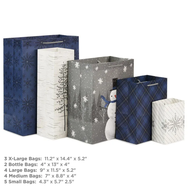 Hallmark Bulk Blue And Gray 18-Pack Holiday Gift Bags, Assorted Sizes And Designs 5 Hallmark Bulk Blue And Gray 18-Pack Holiday Gift Bags, Assorted Sizes And Designs - Image 3