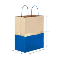 Hallmark 13" Blue And Kraft Paper 6-Pack Gift Bag -Hallmark shop Blue and Kraft Paper 6Pack Large Gift Bags 5EGB6399 03