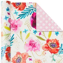 Hallmark Bright Florals 3-Pack Reversible Wrapping Paper, 120 Sq. Ft. Total -Hallmark shop Bright Flowers 3Pack Reversible Wrapping Paper 5EWR2433 05