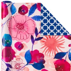 Hallmark Bright Florals 3-Pack Reversible Wrapping Paper, 120 Sq. Ft. Total -Hallmark shop Bright Flowers 3Pack Reversible Wrapping Paper 5EWR2433 06