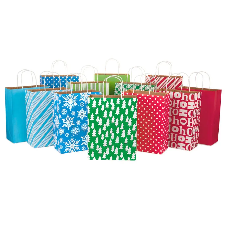 Hallmark 13" Bright Fun 12-Pack Assorted Christmas Gift Bags 3 Hallmark 13" Bright Fun 12-Pack Assorted Christmas Gift Bags