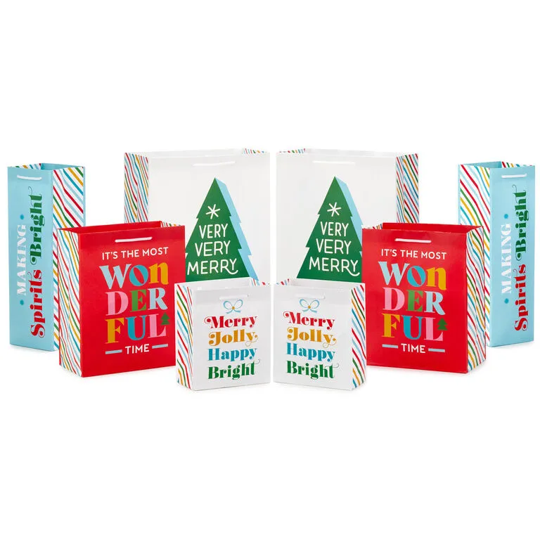 Hallmark Bright Wishes 8-Pack Christmas Gift Bags, Assorted Sizes And Designs 3 Hallmark Bright Wishes 8-Pack Christmas Gift Bags, Assorted Sizes And Designs