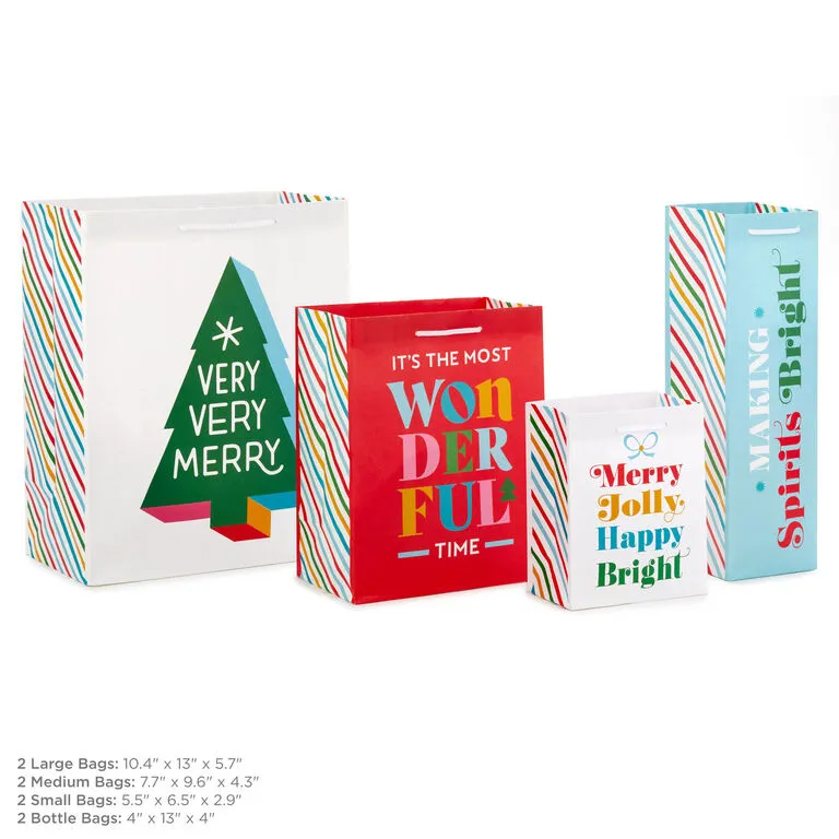 Hallmark Bright Wishes 8-Pack Christmas Gift Bags, Assorted Sizes And Designs 4 Hallmark Bright Wishes 8-Pack Christmas Gift Bags, Assorted Sizes And Designs - Image 2