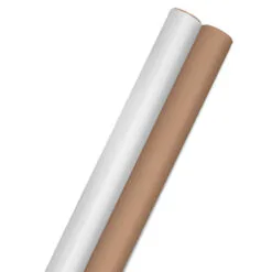 Hallmark Bulk Kraft Paper And White 2-Pack Wrapping Paper, 160 Sq. Ft. Total