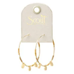 Chromacolor Miyuki Bead Neutral, Multicolor And Gold Large Hoop Earrings