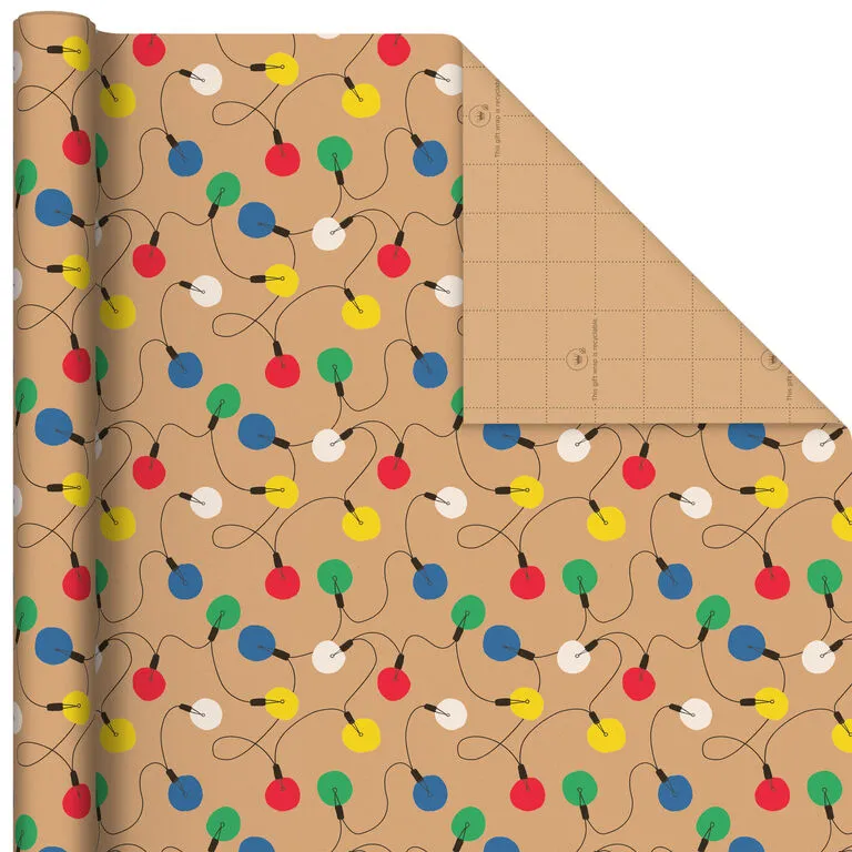 Hallmark Colorful Christmas 4-Pack Kraft Wrapping Paper Assortment, 88 Sq. Ft. - Image 7