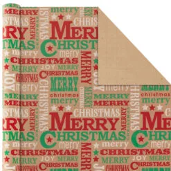 Hallmark Classic Christmas 4-Pack Kraft Wrapping Paper Assortment, 88 Sq. Ft. -Hallmark shop Colorful Kraft Assortment Christmas Wrapping Paper 5JXW1038 03