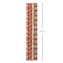 Hallmark Classic Christmas 4-Pack Kraft Wrapping Paper Assortment, 88 Sq. Ft. -Hallmark shop Colorful Kraft Assortment Christmas Wrapping Paper 5JXW1038 08