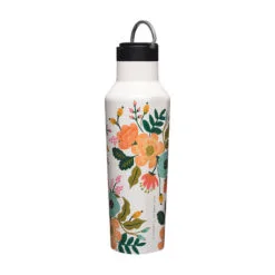 Corkcicle Rifle Paper Co. Stainless Steel Lively Floral Sport Canteen, 20 Oz. -Hallmark shop Corkcicle Rifle Paper Co. White Floral Sport Canteen RP2020GCL 02