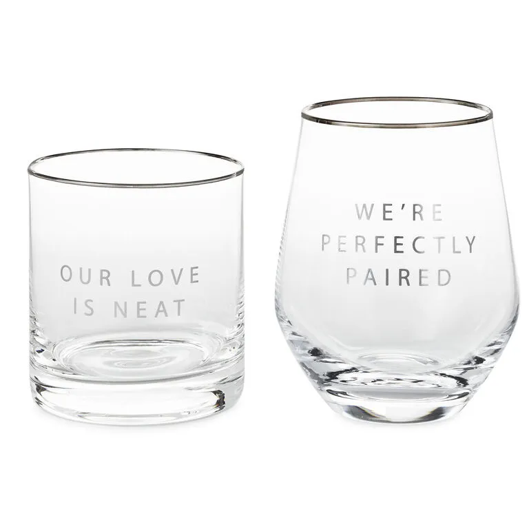 Hallmark Lowball And Stemless Wine Glass, Set Of 2 3 Hallmark Lowball And Stemless Wine Glass, Set Of 2