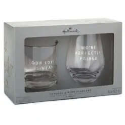 Hallmark Lowball And Stemless Wine Glass, Set Of 2 5 Hallmark Lowball And Stemless Wine Glass, Set Of 2 -Hallmark shop Couples Lowball and Stemless Wine Glass 1ERL1189 02