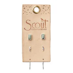 African Turquoise And Silver Courtney Earring Stud Trio