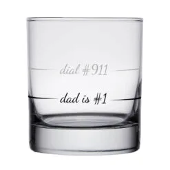 Dad Is #1 Dial #911 Rocks Glass, 10 Oz.