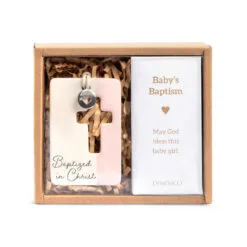 Demdaco Pink Baptism Token -Hallmark shop Demdaco Pink Ceramic and Metal Baptism Token 5004830025 02