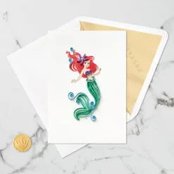 Hallmark Disney The Little Mermaid Ariel Happy Wish Quilled Paper Handmade Card -Hallmark shop Disney The Little Mermaid Ariel Quilled Paper Card 1299LAD2858 05