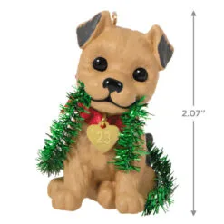 Hallmark Puppy Love Terrier 2023 Ornament -Hallmark shop Dog With Tinsel Keepsake Ornament 1599QXR8177 03