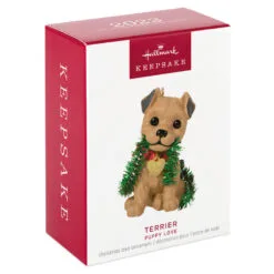 Hallmark Puppy Love Terrier 2023 Ornament -Hallmark shop Dog With Tinsel Keepsake Ornament 1599QXR8177 04