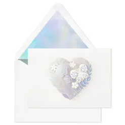 Hallmark Floral Laser Foil Heart Blank Note Cards, Box Of 8 -Hallmark shop Floral Laser Foil Heart Blank Note Cards 1499THK2105 04