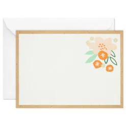 Hallmark Ivory Floral Flat Note Cards In Caddy, Box Of 40 -Hallmark shop Floral SinglePanel Note Cards With Caddy 3CNT5048 04