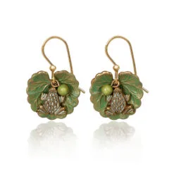 Silver Forest Frog On Lily Pad Layered Gold-Tone Metal Drop Earrings