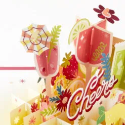 Hallmark Here's To You Cocktail Toast 3D Pop-Up Card 16 Hallmark Here's To You Cocktail Toast 3D Pop-Up Card -Hallmark shop Fruit Cocktail Drinks Celebration 3D PopUp Card for Her 1299LAD2897 05
