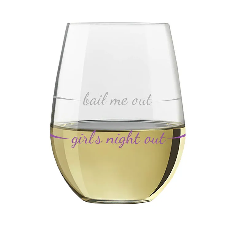 Girls Night Out Bail Me Out Stemless Wine Glass, 16 Oz. 5 Girls Night Out Bail Me Out Stemless Wine Glass, 16 Oz. - Image 3