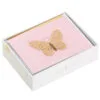 Hallmark Gold Butterfly On Pink Blank Note Cards, Box Of 8 -Hallmark shop Gold Butterfly on Pink Blank Note Cards 1499CNT1125 01