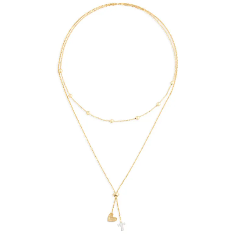 Heart And Cross Charms Giving Necklace, 35" 5 Heart And Cross Charms Giving Necklace, 35" - Image 3