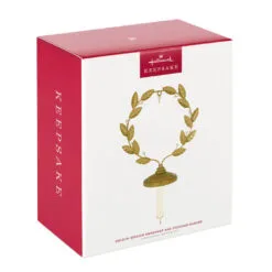 Hallmark Golden Wreath Metal Ornament And Stocking Hanger -Hallmark shop Gold Wreath Keepsake Ornament and Stocking Hanger 1QSB6287 04