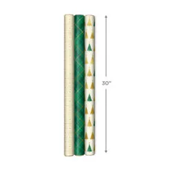 Hallmark Gold And Green 3-Pack Christmas Wrapping Paper Assortment, 120 Sq. Ft. -Hallmark shop Gold and Green Assortment Christmas Gift Wrap 5JXW1204 04
