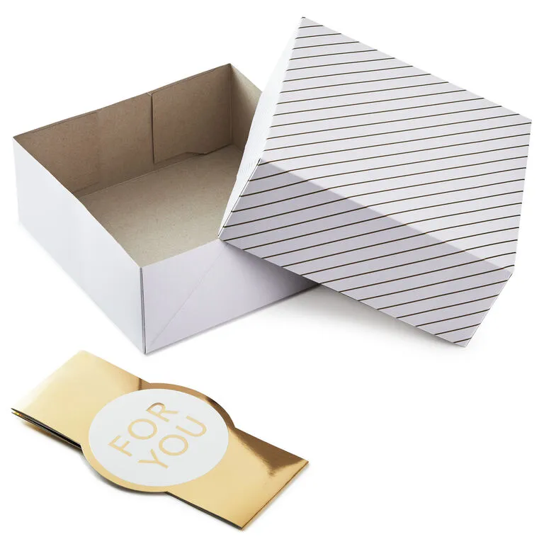 Hallmark 10" Gold And White Striped 2-Pack Gift Boxes With Bands 5 Hallmark 10" Gold And White Striped 2-Pack Gift Boxes With Bands - Image 3