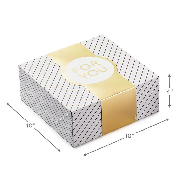 Hallmark 10" Gold And White Striped 2-Pack Gift Boxes With Bands 6 Hallmark 10" Gold And White Striped 2-Pack Gift Boxes With Bands - Image 4