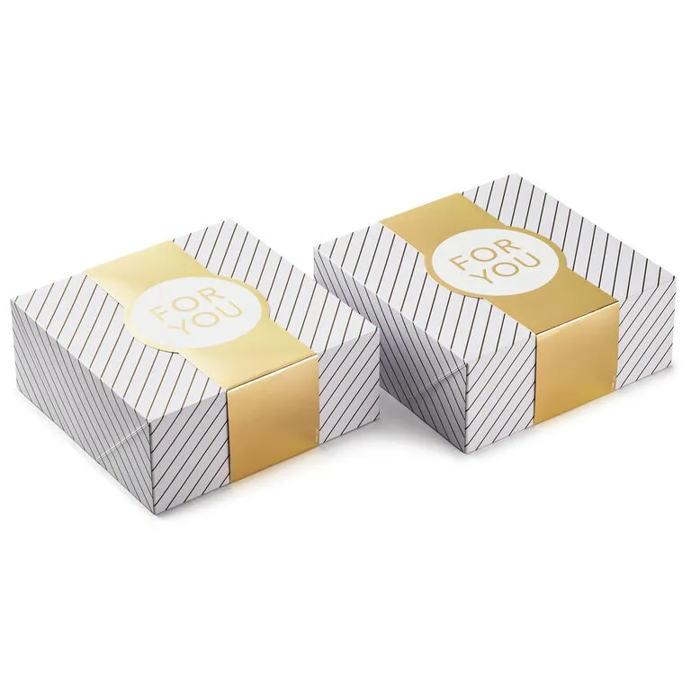 Hallmark 10" Gold And White Striped 2-Pack Gift Boxes With Bands 8 Hallmark 10" Gold And White Striped 2-Pack Gift Boxes With Bands - Image 6